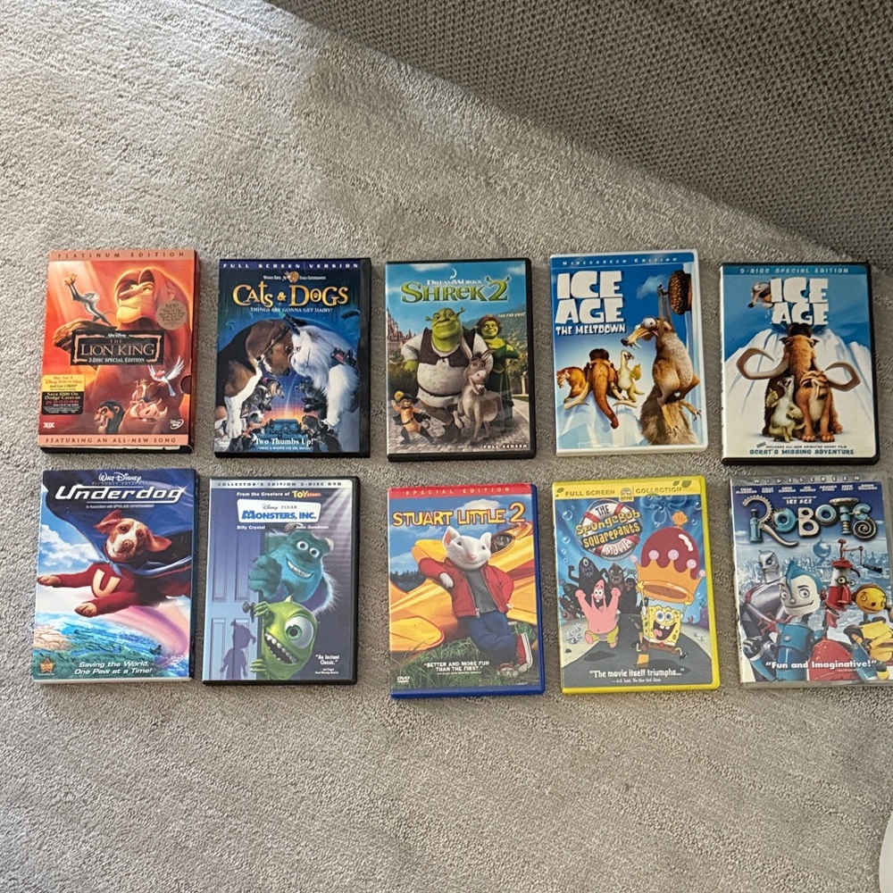 Collection of Animated Movie DVDs all 10